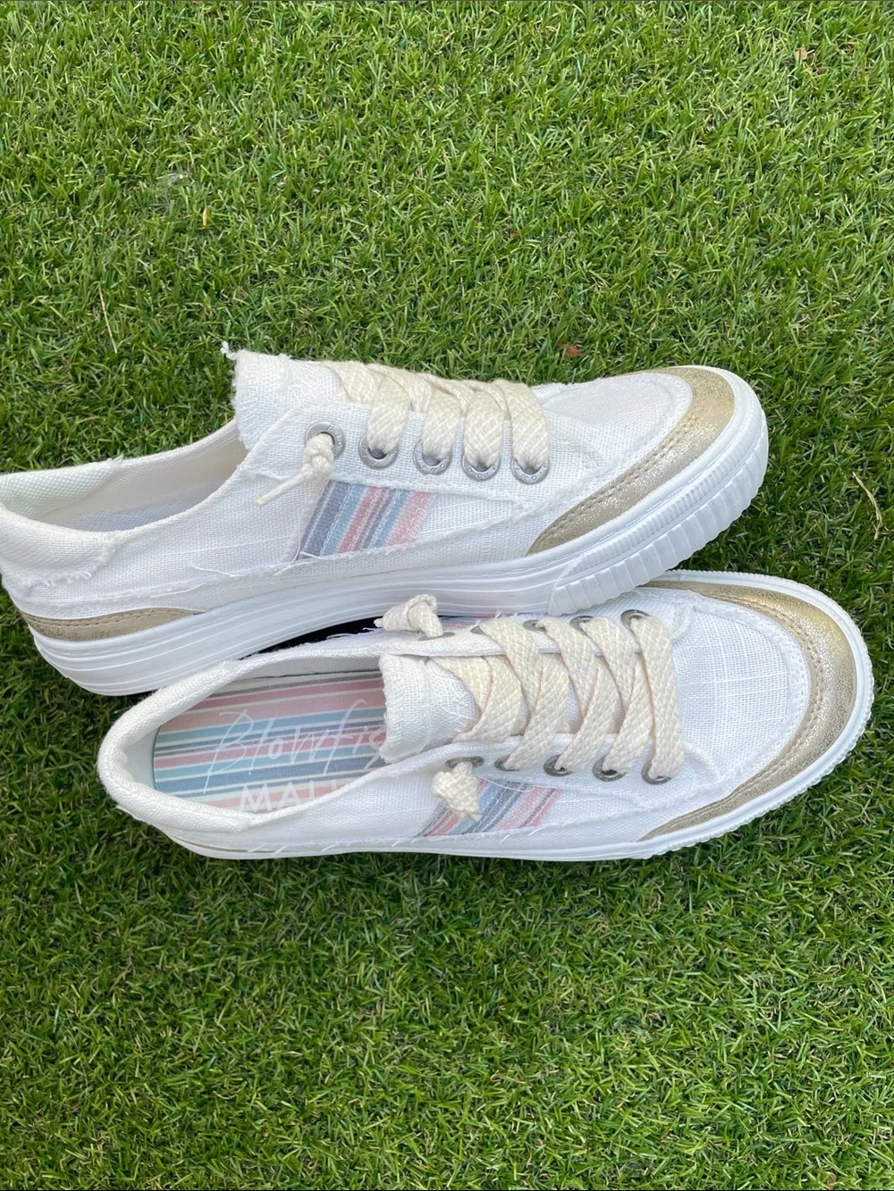 Light Cream Canvas Blowfish Malibu with Subtle Metallic Trim